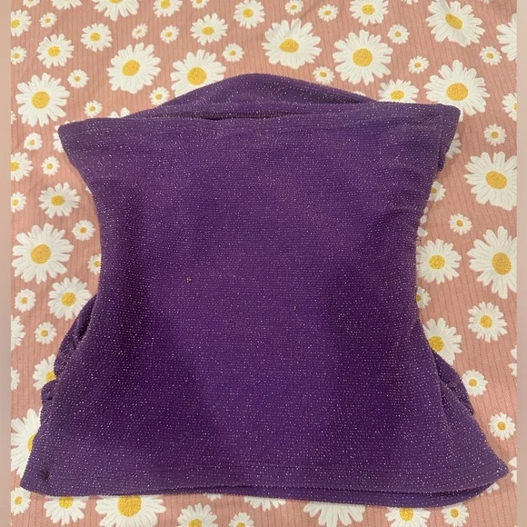 Gold sparkly Purple Ruched Y2K vintage tube top - Picture 10 of 11